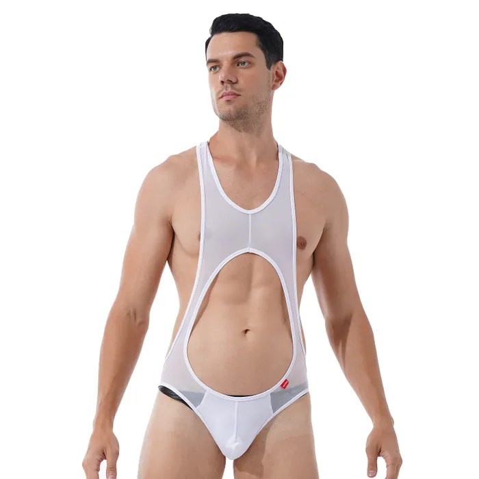 Female Sex Toys EVEs SECRETS Mens Hollow Out Sleeveless SeeThrough Bodysuit Fitness Wrestling Skinny Leotard Sexy Outfits