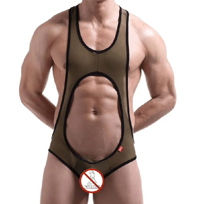 Female Sex Toys EVEs SECRETS Mens Hollow Out Sleeveless SeeThrough Bodysuit Fitness Wrestling Skinny Leotard Sexy Outfits