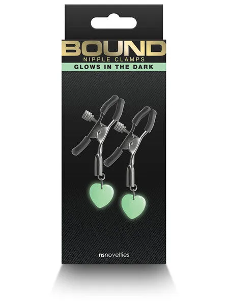 Female Sex Toys NS NOVELTIES BOUND GLOW IN THE DARK NIPPLE CLAMPS
