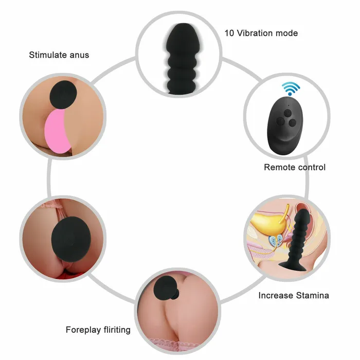 Female Sex Toys Wireless Remote control Anal Buttplug Vibrator Lusty Age
