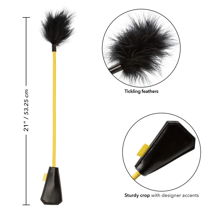 Male Sex Toys CalExotics Boundless FEATHER CROP Dual Ended Faux Leather Crop and Tickling Feather Whip