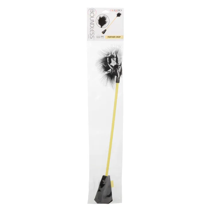 Male Sex Toys CalExotics Boundless FEATHER CROP Dual Ended Faux Leather Crop and Tickling Feather Whip