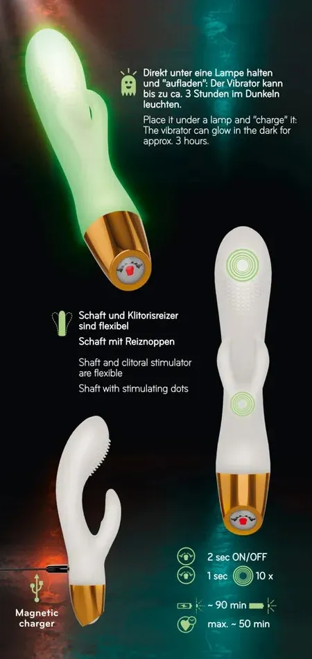ORION Versand GmbH Co Glow in the Dark Rabbit Dual Stimulator Vibrator Female Sex Toys