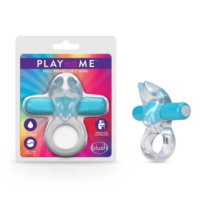 Play with Me Bull Vibrating CRing in Blue Blush Couples