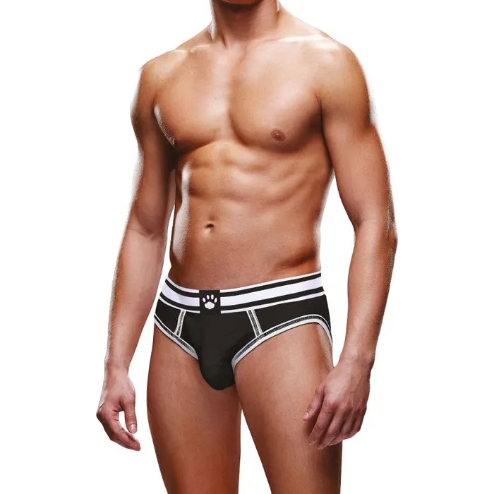 Prowler Open Back Brief White and Black Small Prowler Anal
