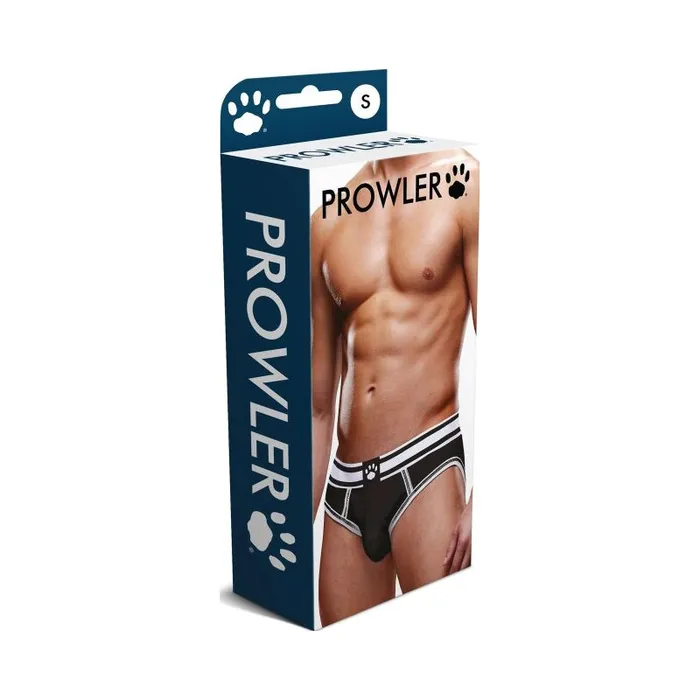 Prowler Open Back Brief White and Black Small Prowler Anal