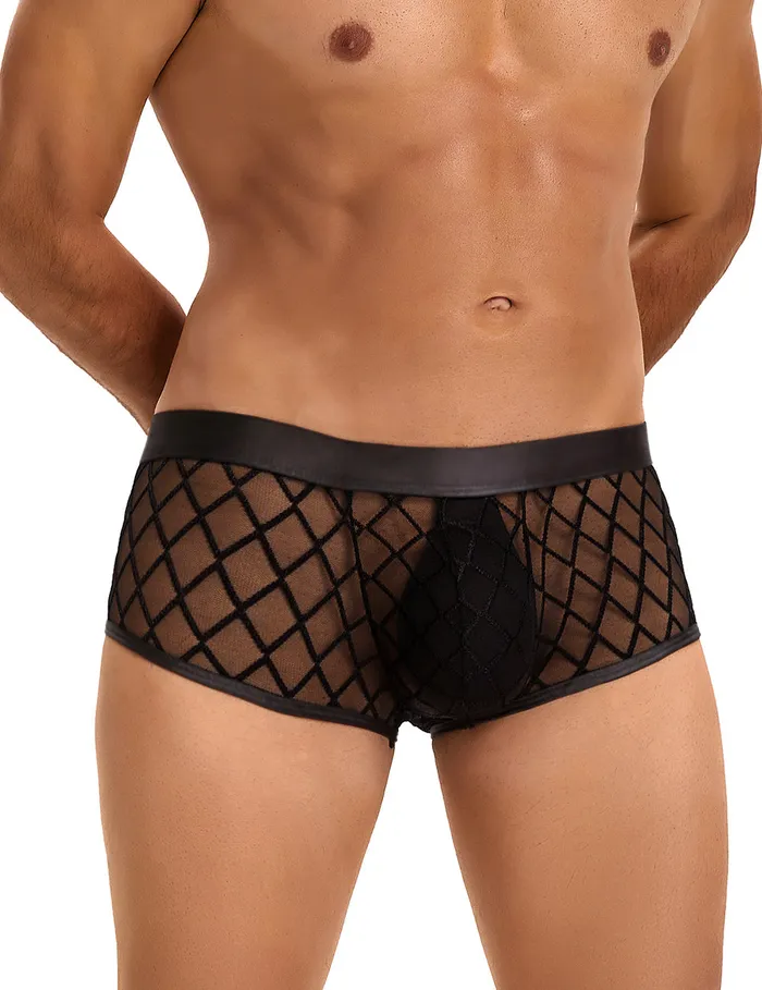 Scandals Anal Mens Sheer Black Boxer Underwear HighQuality Sexy Design By Scandals