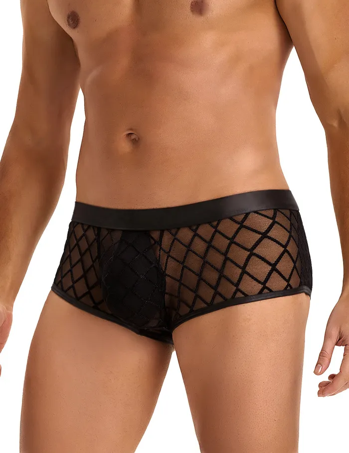 Scandals Anal Mens Sheer Black Boxer Underwear HighQuality Sexy Design By Scandals