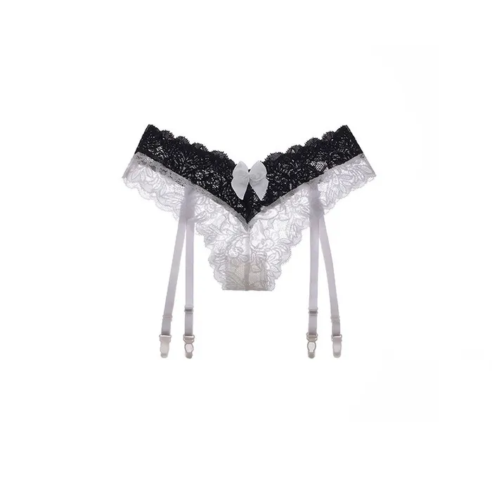 Tempting Garter Belt with Stockings Womens Sexy Lace Lingerie with Bowknot EVEs SECRETS Female Sex Toys