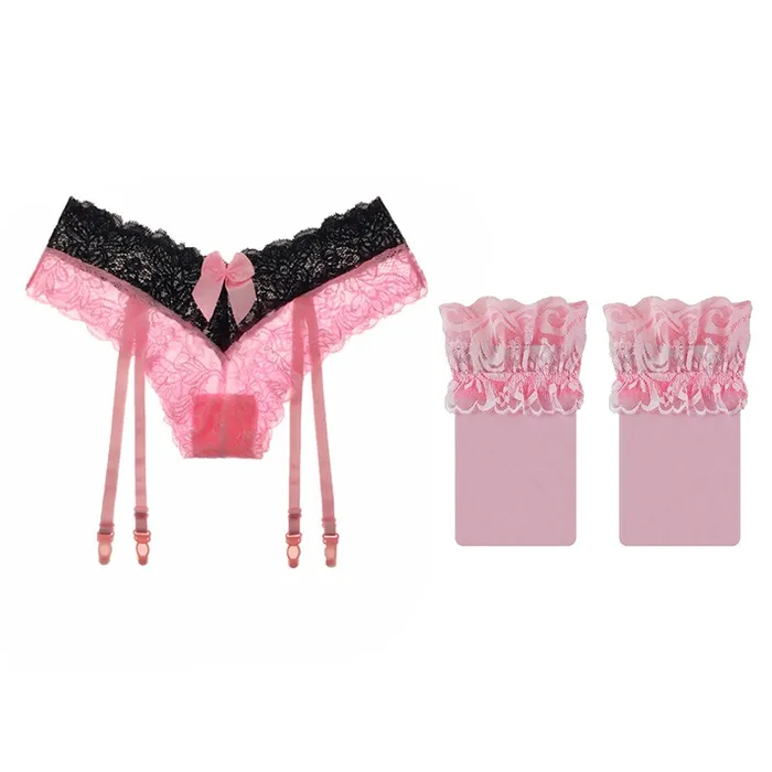 Tempting Garter Belt with Stockings Womens Sexy Lace Lingerie with Bowknot EVEs SECRETS Female Sex Toys