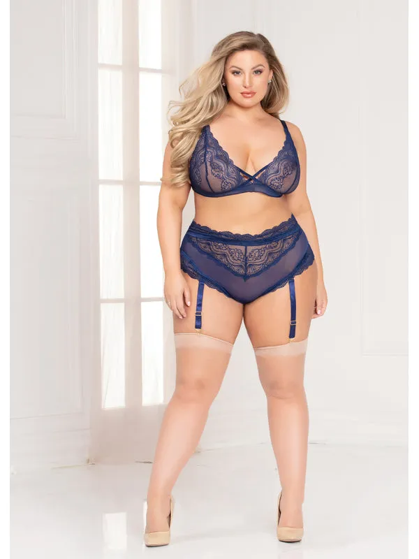 Anal Calvista Secret Affair Bra Set 11077X Navy 1X2X