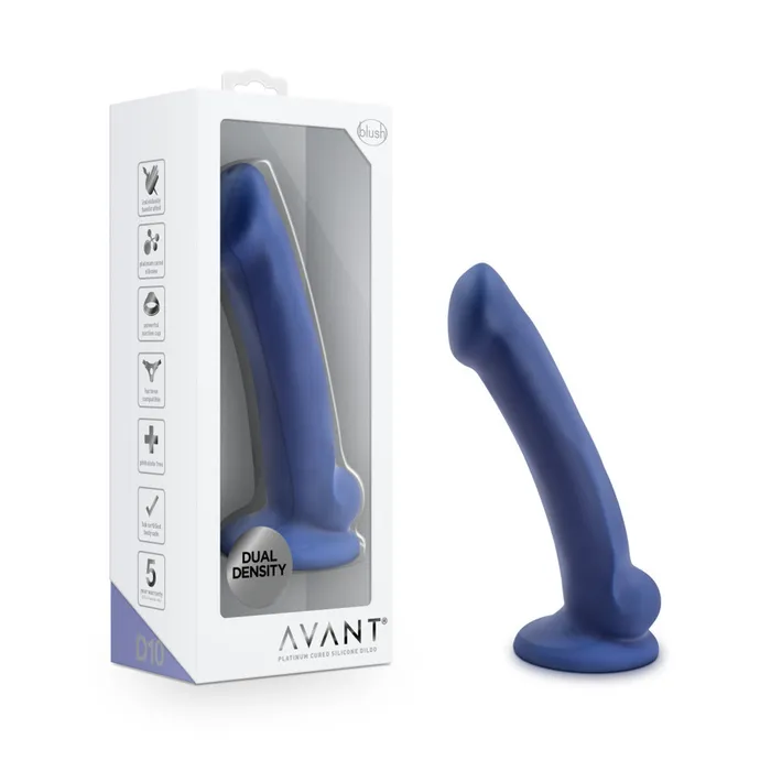Avant D10 Ergo Mini Indigo Platinum Cured Silicone Dildo Blush Female Sex Toys