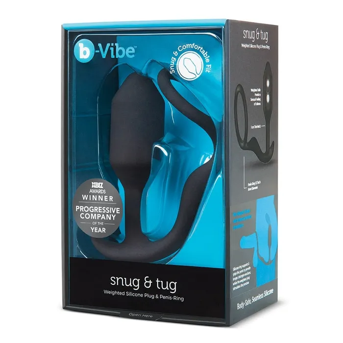 bVibe Male Sex Toys bVibe Snug and Tug Vibrating Weighted Butt Plug and Cock Ring Black