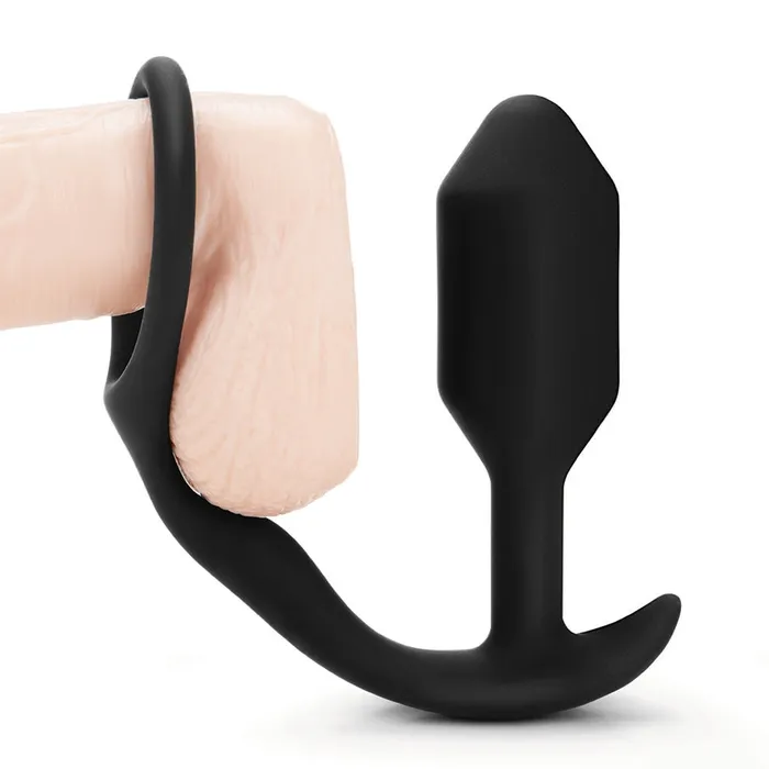 bVibe Male Sex Toys bVibe Snug and Tug Vibrating Weighted Butt Plug and Cock Ring Black