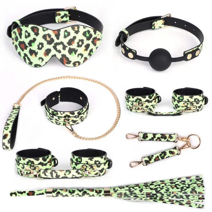 BDSM 7 Pieces Luminous LeopardZebra Print Set FRISKY BUSINESS SG Anal
