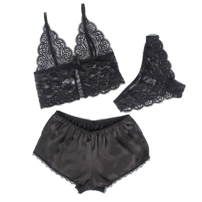 Cami Set 3 Pcs Silk Lace Camisole Sleepwear with Panty FRISKY BUSINESS SG Female Sex Toys Cami Set 3 Pcs Silk Lace Camisole Sleepwear with Panty FRISKY BUSINESS SG Female Sex Toys