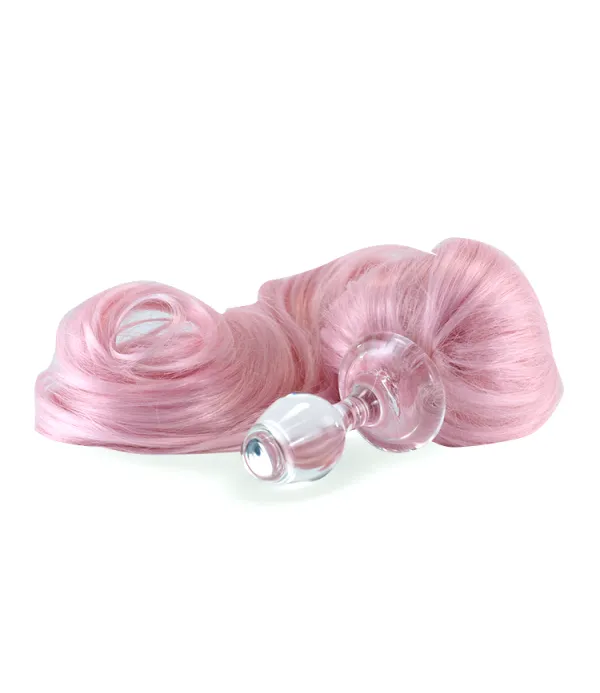 Crystal Delight Anal Baby Pink Crystal Minx Detachable Faux Pony Tail Plug