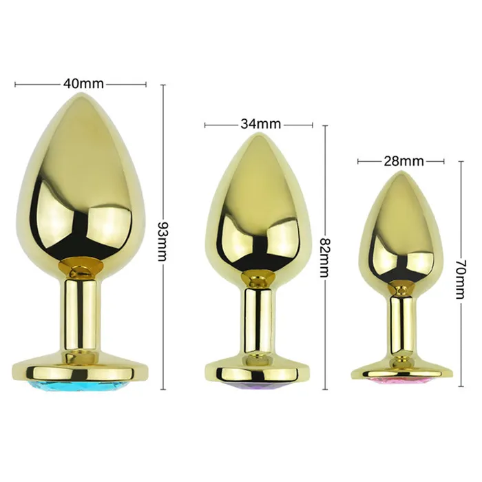 Golden Butt Plug with Gem Small Clear AotoWholesale China Male Sex Toys