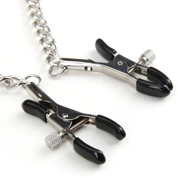 Lux Fetish Female Sex Toys Lux Fetish Collar and Adjustable Pressure Nipple Clamps
