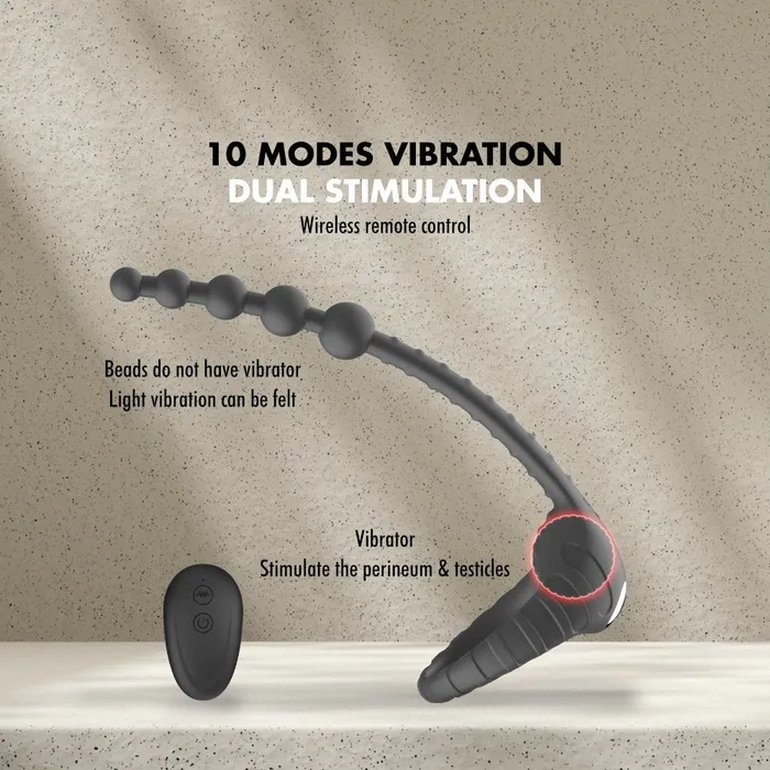 Male Sex Toys FRISKY BUSINESS SG DuoVibe Vibrating Cock Ring Anal Beads