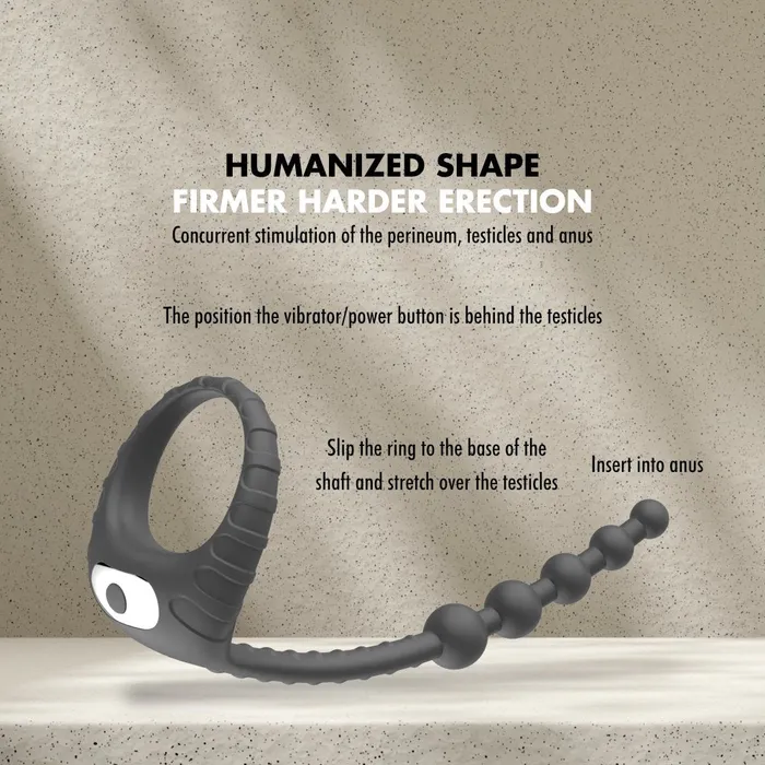 Male Sex Toys FRISKY BUSINESS SG DuoVibe Vibrating Cock Ring Anal Beads