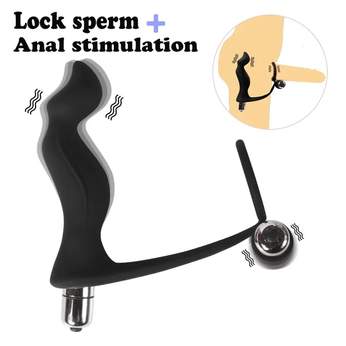 Male Sex Toys HEXHER Double Stimulate Cock Ring and Butt Plug