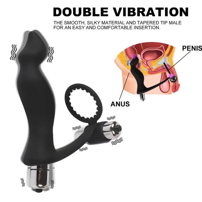 Male Sex Toys HEXHER Double Stimulate Cock Ring and Butt Plug