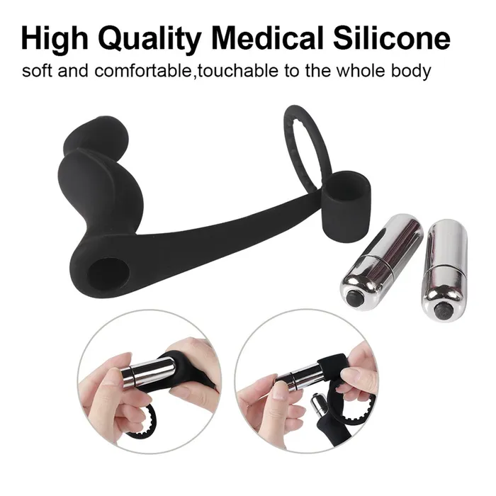 Male Sex Toys HEXHER Double Stimulate Cock Ring and Butt Plug