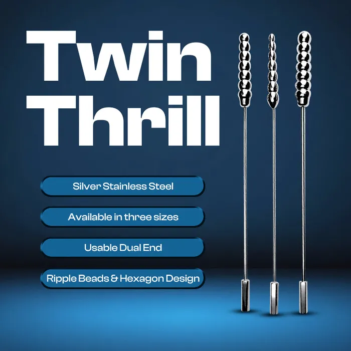 Male Sex Toys Twin Thrill Stainless Steel Dualended Urethral Soundings FRISKY BUSINESS SG