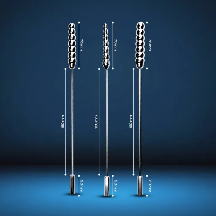 Male Sex Toys Twin Thrill Stainless Steel Dualended Urethral Soundings FRISKY BUSINESS SG