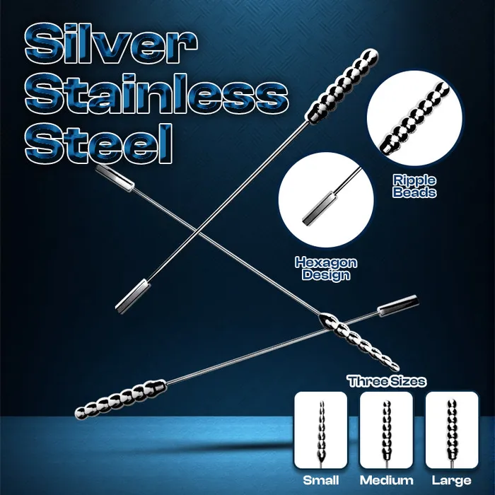 Male Sex Toys Twin Thrill Stainless Steel Dualended Urethral Soundings FRISKY BUSINESS SG