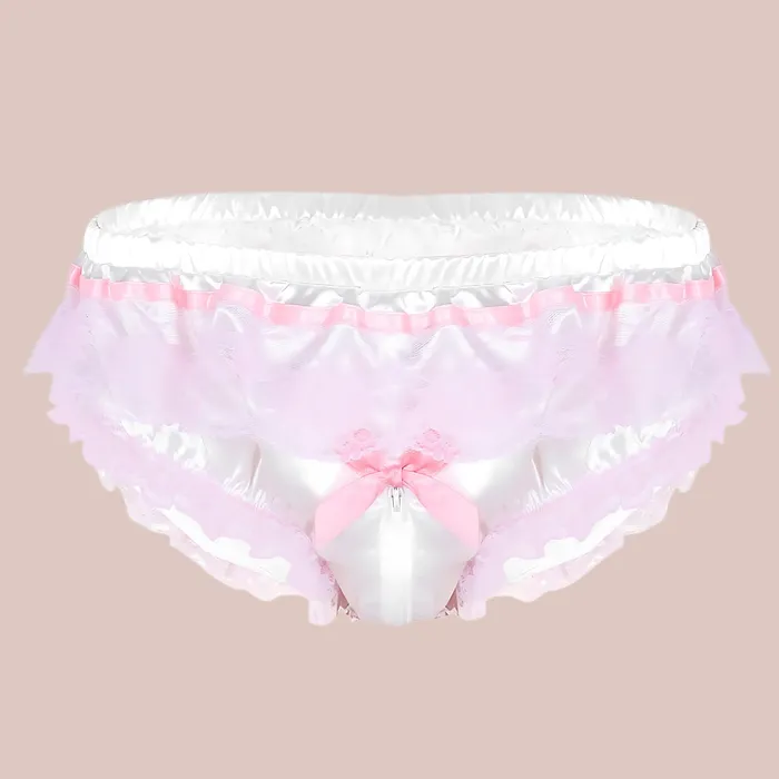 White Satin Pink Lace Panties House of Chastity Vibrators