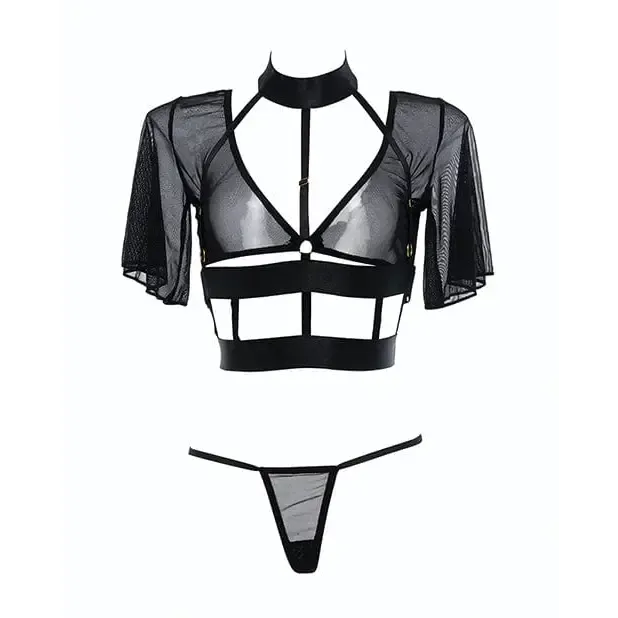 Allure Lingerie Vibrators Adore Dreamer Sheer Mesh Strappy Top Thong
