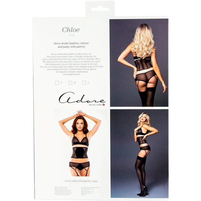Anal Allure Allure Adore Chloe Sheer Desire 3 Piece Set Black Large