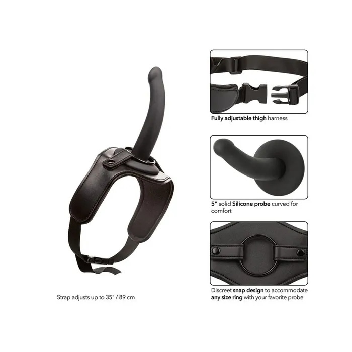 Anal CalExotics CaleXOtics Onyxxx Thigh Strap with Silicone Probe Black