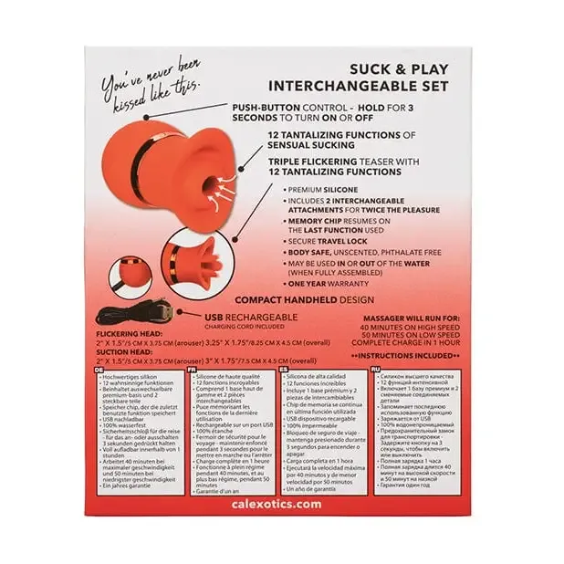 Anal CalExotics French Kiss Suck Play Interchangeable Set Red