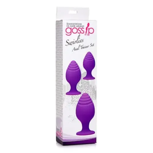 Anal Curve Toys Gossip Swirlies Anal Plug Trio Set Silicone Violet