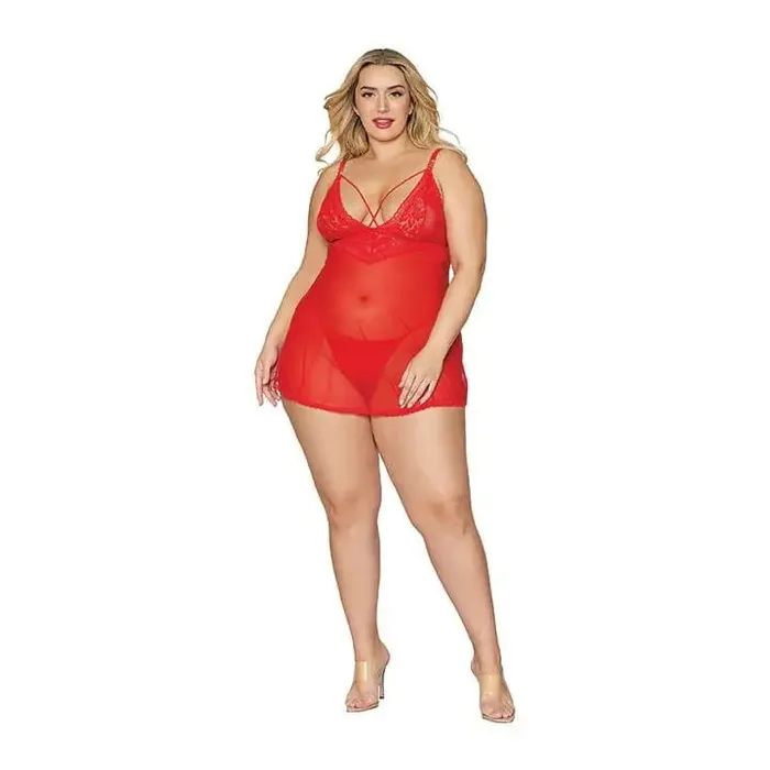 Anal Lace Mesh Babydoll G String Set Lipstick Red Qs Dreamgirl International Anal Lace Mesh Babydoll G String Set Lipstick Red Qs Dreamgirl International