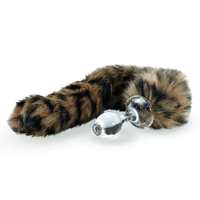 Anal Leopard Crystal Minx Faux Fur Tail Plug CrystalDelights