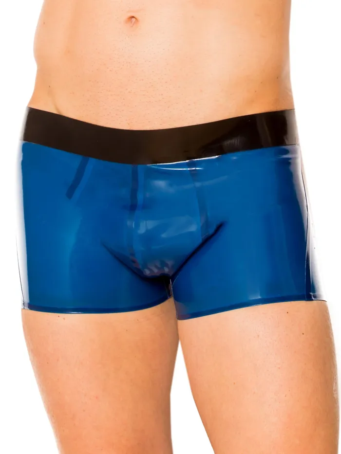 Anal Light Blue Black Ultimate Latex Shorts HonourSkintwocom