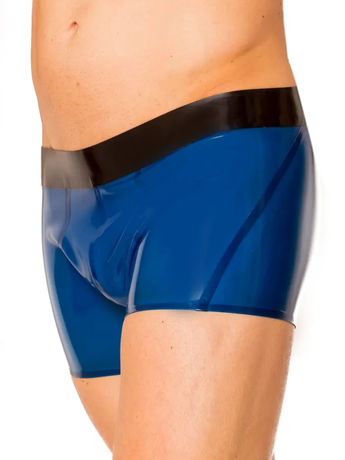 Anal Light Blue Black Ultimate Latex Shorts HonourSkintwocom