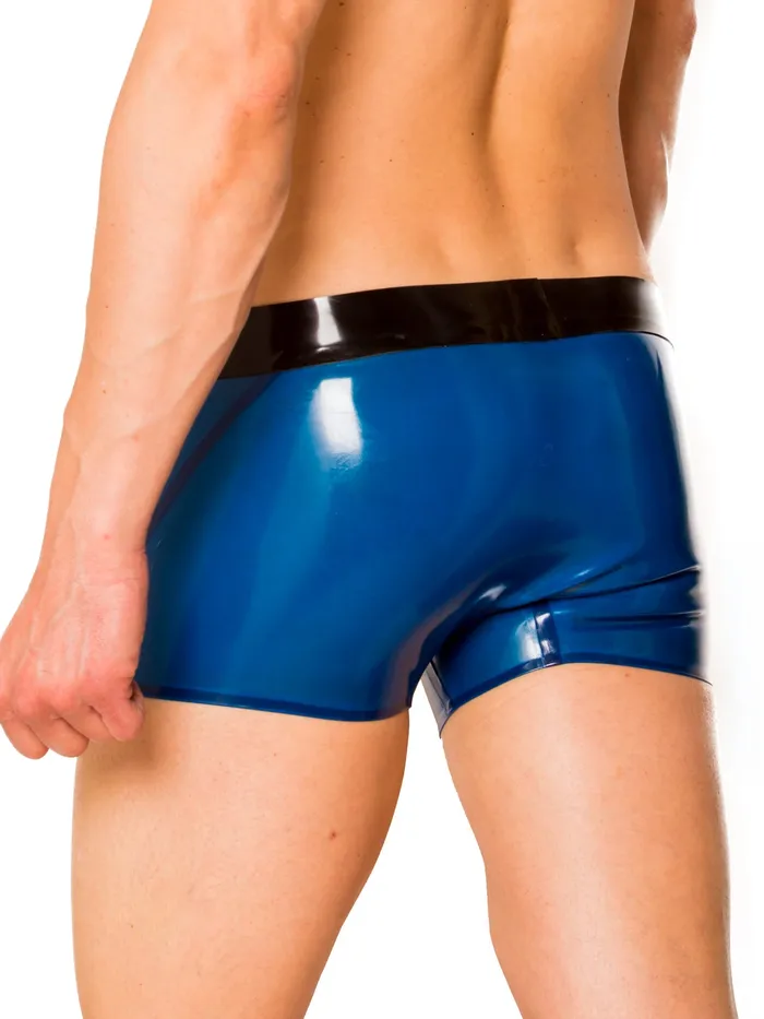 Anal Light Blue Black Ultimate Latex Shorts HonourSkintwocom