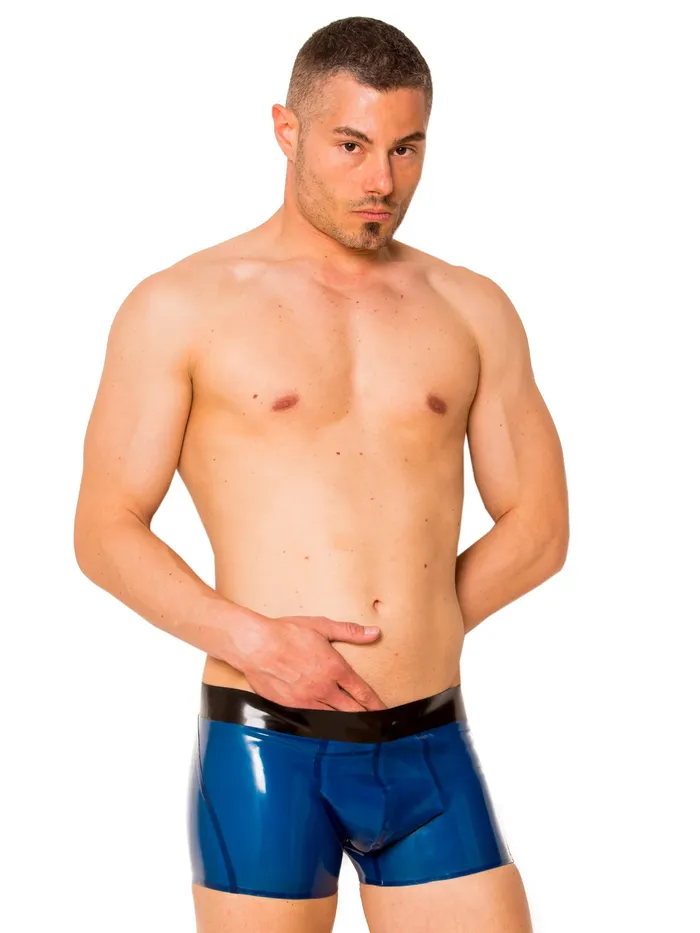 Anal Light Blue Black Ultimate Latex Shorts HonourSkintwocom