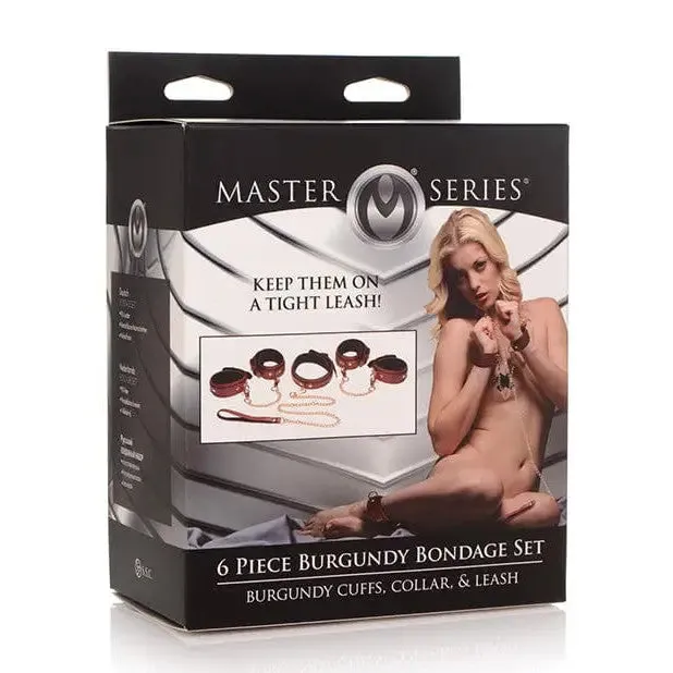 Anal Master Series Master Series 6 Pc Bondage Set Burgundy