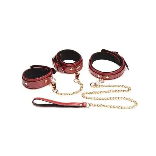 Anal Master Series Master Series 6 Pc Bondage Set Burgundy