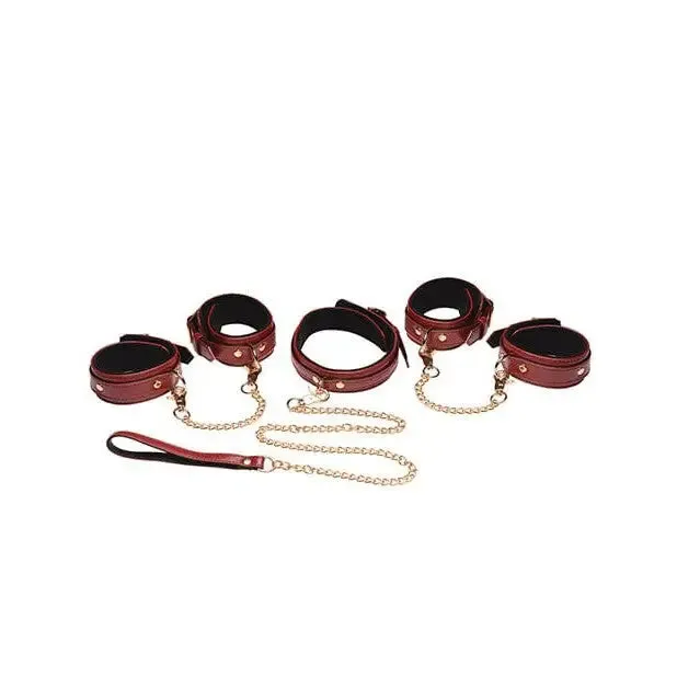 Anal Master Series Master Series 6 Pc Bondage Set Burgundy