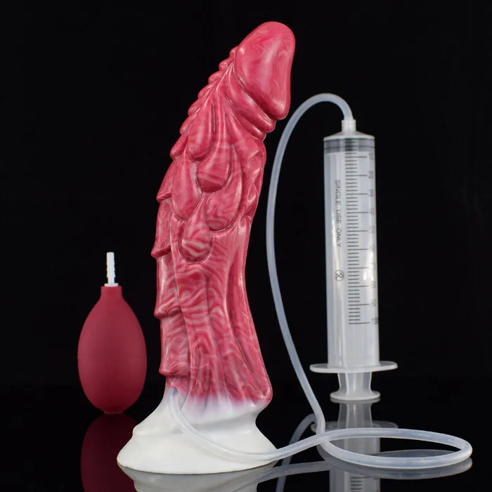 Anal Modi Ejaculation Fantasies N5009 Red Scale Texture Liquid Silicone Squirting Dildo 9 Inch Anal Modi Ejaculation Fantasies N5009 Red Scale Texture Liquid Silicone Squirting Dildo 9 Inch