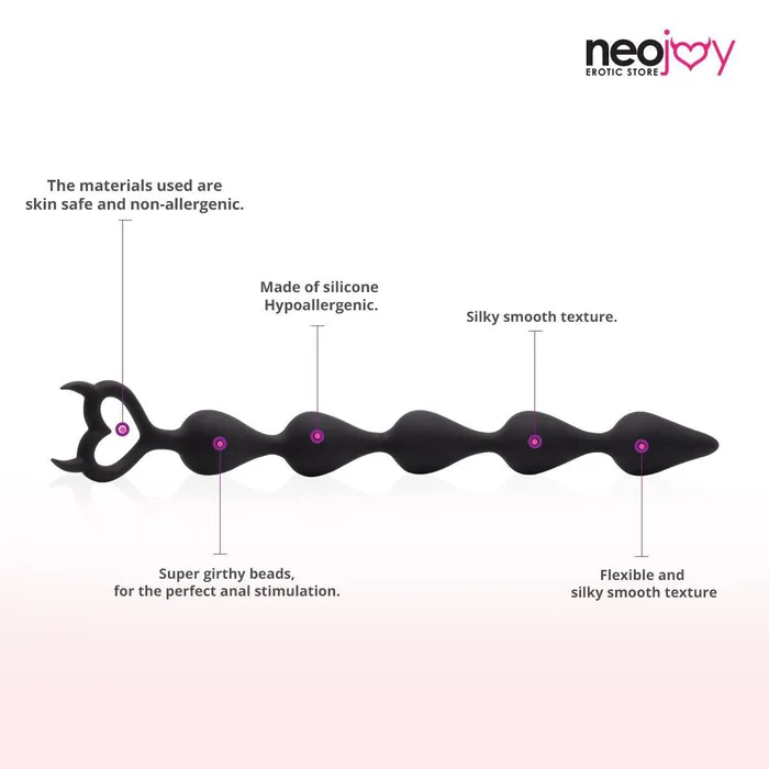 Anal Neojoy Neojoy Devil Anal Beads Silicone Black 146 inch 37cm