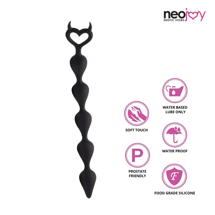 Anal Neojoy Neojoy Devil Anal Beads Silicone Black 146 inch 37cm