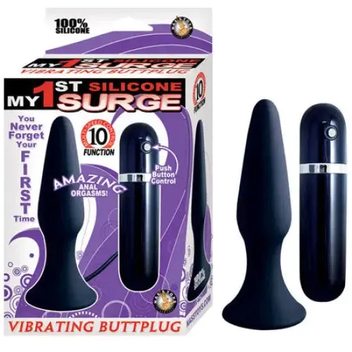 Anal Novelties By Nasswalk My 1st Silicone Surge Vibrating Buttplug Black